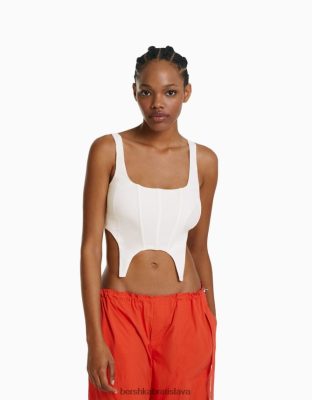 Bershka ženy korzetový top biela oblečenie B86RXX761 Bershka Rifle