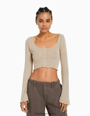 Bershka ženy kučeravý sveter kameň oblečenie B86RXX1016 Bershka Rifle