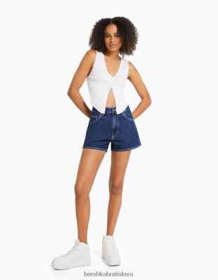 Bershka ženy mama fit denim šortky modrá oblečenie B86RXX1684 Bershka Slovakia