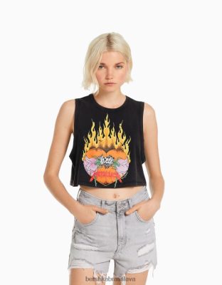 Bershka ženy metalické tričko bez rukávov sivá oblečenie B86RXX469 Bershka Slovakia