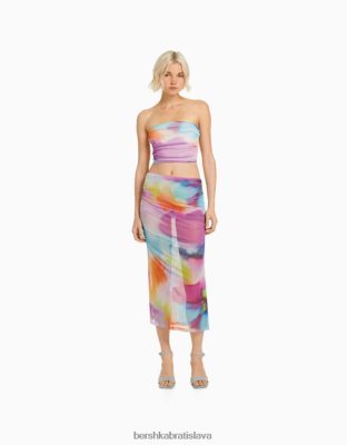 Bershka ženy midi sukňa s potlačou sieťoviny oranžová oblečenie B86RXX1636 Bershka Slovakia