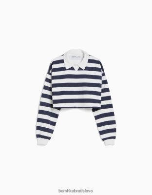 Bershka ženy mikina s potlačou a polo golierom krém oblečenie B86RXX1262 Bershka Rifle