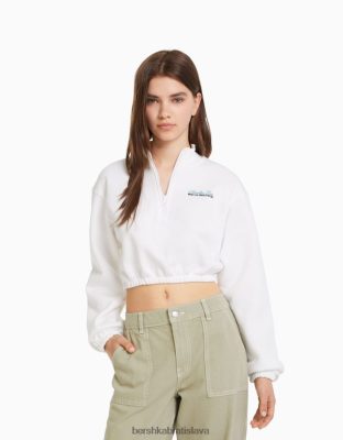 Bershka ženy mikina s potlačou na zips krém oblečenie B86RXX1257 Bershka Nohavice