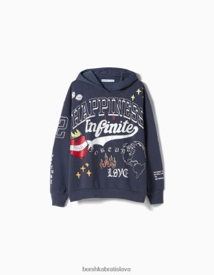 Bershka ženy mikina s potlačou tmavo modrá oblečenie B86RXX1278 Bershka Nohavice