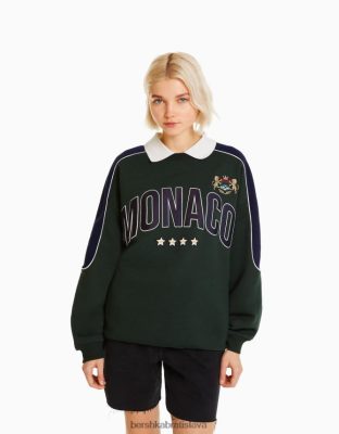 Bershka ženy mikina s potlačou zelená oblečenie B86RXX1274 Bershka Rifle