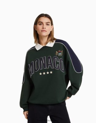 Bershka ženy mikina s potlačou zelená oblečenie B86RXX1276 Bershka Slovakia