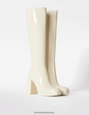 Bershka ženy mini čižmy na platforme na vysokom opätku ecru obuv B86RXX2311 Bershka Slovakia