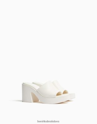 Bershka ženy mules na vysokom opätku na platforme ecru obuv B86RXX2145 Bershka Nohavice