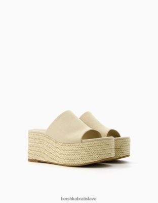 Bershka ženy muly s jutovými platformami ecru obuv B86RXX2141 Bershka Rifle