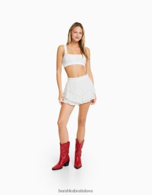 Bershka ženy nariasený krepový skort krém oblečenie B86RXX1662 Bershka Nohavice
