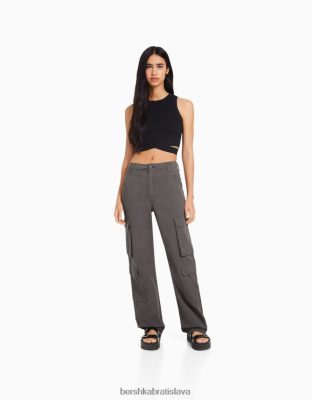 Bershka ženy nastaviteľné viacvreckové keprové cargo nohavice exkluzívne oblečenie B86RXX1293 Bershka Nohavice