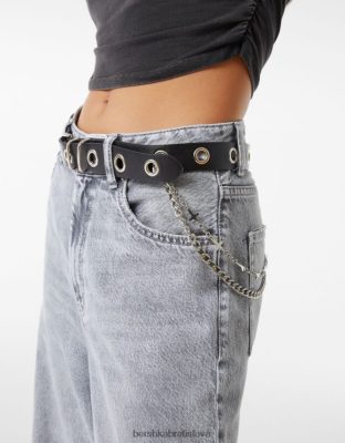 Bershka ženy opasok s retiazkovými očkami a krížikom čierna príslušenstvo B86RXX2550 Bershka Nohavice