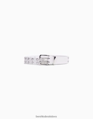 Bershka ženy opasok z umelej kože s očkami biela príslušenstvo B86RXX2547 Bershka Nohavice