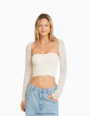 Bershka ženy otvorené pletené návleky na ruky krém oblečenie B86RXX304 Bershka Slovakia