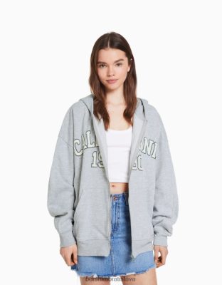 Bershka ženy oversize mikina na zips s potlačou sivá oblečenie B86RXX1242 Bershka Nohavice