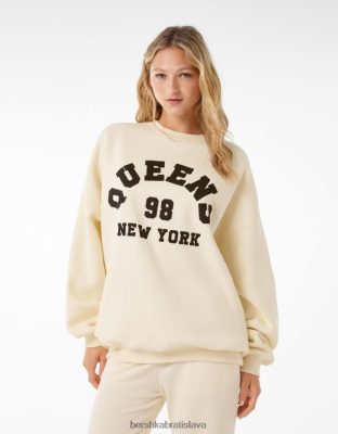 Bershka ženy oversize mikina s potlačou béžová oblečenie B86RXX1246 Bershka Slovakia