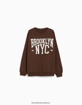 Bershka ženy oversize mikina s potlačou hnedá oblečenie B86RXX1245 Bershka Nohavice