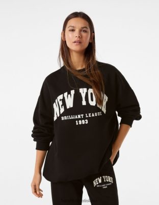 Bershka ženy oversize mikina s potlačou čierna oblečenie B86RXX1244 Bershka Rifle