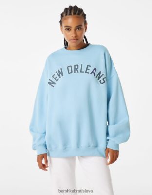 Bershka ženy oversize mikina s potlačou svetlo modrá oblečenie B86RXX1248 Bershka Nohavice