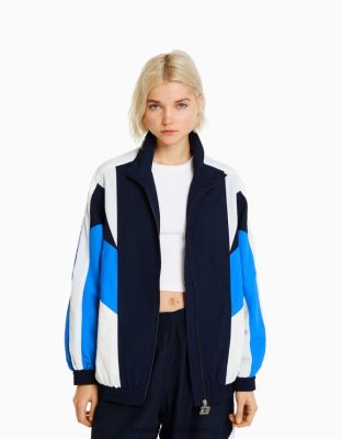 Bershka ženy oversize nylonová bunda s farebným blokom modrá oblečenie B86RXX1108 Bershka Slovakia