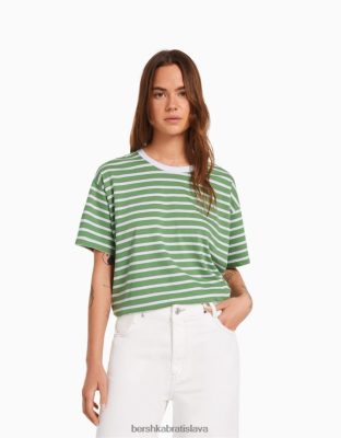 Bershka ženy oversized tričko s krátkym rukávom zelená oblečenie B86RXX321 Bershka Nohavice