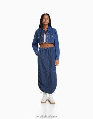 Bershka ženy padáková džínsová midi sukňa modrá oblečenie B86RXX1378 Bershka Slovakia