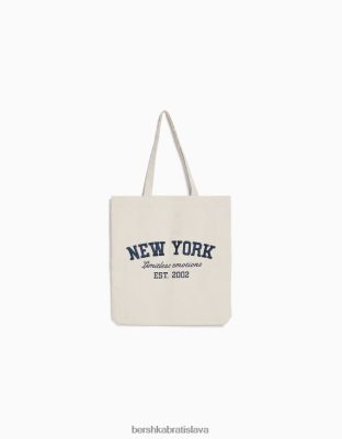 Bershka ženy plátenná taška s potlačou krém príslušenstvo B86RXX2361 Bershka Nohavice