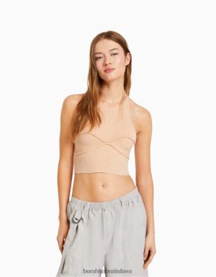 Bershka ženy úplet detail ohlávka top oranžová oblečenie B86RXX852 Bershka Nohavice