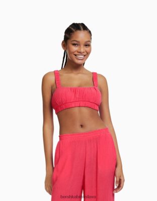 Bershka ženy popruhový krepový top bralette koralový oblečenie B86RXX849 Bershka Nohavice