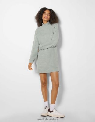 Bershka ženy posuvné šaty s dlhým rukávom zelená oblečenie B86RXX288 Bershka Nohavice