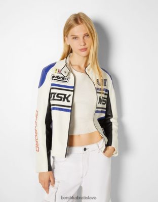 Bershka ženy pretekárska bunda z umelej kože modrá oblečenie B86RXX1113 Bershka Nohavice