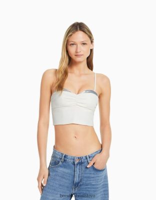Bershka ženy remienkový korzetový top s detailmi zdobenými šperkami biela oblečenie B86RXX736 Bershka Slovakia