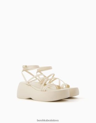Bershka ženy remienkové sandále na platforme s remienkom na členky ecru obuv B86RXX2207 Bershka Rifle