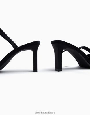 Bershka ženy remienkové sandále na vysokom opätku s remienkom na členky čierna obuv B86RXX2159 Bershka Rifle