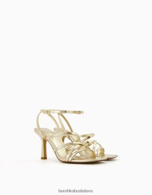 Bershka ženy remienkové sandále na vysokom opätku s remienkom na členky zlato obuv B86RXX2173 Bershka Slovakia