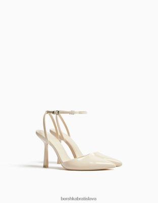 Bershka ženy remienkové topánky na podpätku ecru obuv B86RXX2252 Bershka Rifle