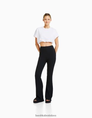 Bershka ženy rozšírené rebrované culottes tmavo šedá oblečenie B86RXX1446 Bershka Nohavice
