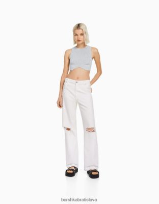 Bershka ženy roztrhané široké džínsy z 90. rokov biela oblečenie B86RXX1525 Bershka Slovakia