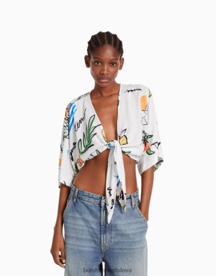 Bershka ženy rustikálna košeľa s krátkym rukávom viacfarebný oblečenie B86RXX741 Bershka Nohavice