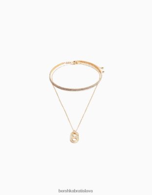Bershka ženy súprava 2 chokerových a retiazkových náhrdelníkov s kúzelným detailom zlato príslušenstvo B86RXX2489 Bershka Rifle