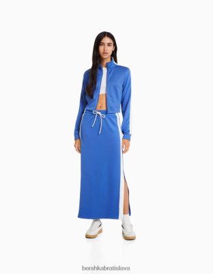 Bershka ženy súprava mikiny a sukne s bočnými pruhmi modrá oblečenie B86RXX2057 Bershka Rifle