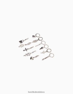 Bershka ženy sada 11 náušníc s hadím krížikom a bodcami striebro príslušenstvo B86RXX2460 Bershka Nohavice