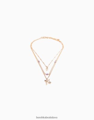Bershka ženy sada 3 náhrdelníkov so znamením Strelec zlato príslušenstvo B86RXX4220 Bershka Rifle