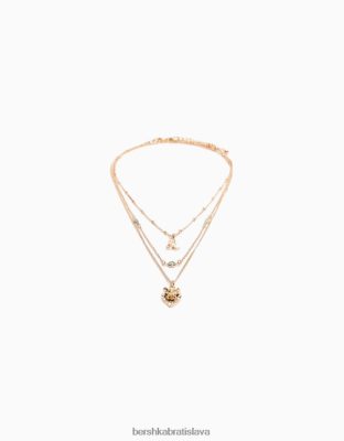 Bershka ženy sada 3 náhrdelníkov so zverokruhom leo zlato príslušenstvo B86RXX2428 Bershka Slovakia