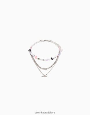 Bershka ženy sada 3 perlových náhrdelníkov striebro príslušenstvo B86RXX2512 Bershka Slovakia