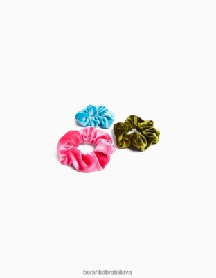 Bershka ženy sada 3 zamatových lupienkov fuchsiová príslušenstvo B86RXX2576 Bershka Rifle