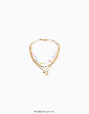 Bershka ženy sada 4 farebných náhrdelníkov biela príslušenstvo B86RXX2514 Bershka Nohavice