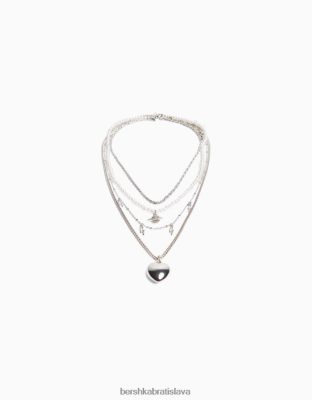 Bershka ženy sada 4 retiazkových náhrdelníkov striebro príslušenstvo B86RXX2446 Bershka Slovakia