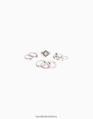 Bershka ženy sada 8 boho prsteňov s krížikmi striebro príslušenstvo B86RXX2461 Bershka Slovakia