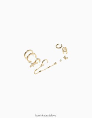 Bershka ženy sada 8 kamienkových náušníc v tvare krížika zlato príslušenstvo B86RXX2479 Bershka Slovakia